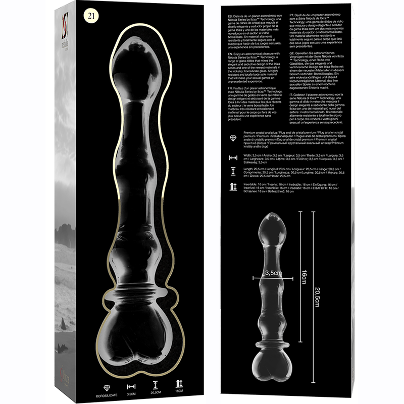 Nebula Series by Ibiza - Modell 21 Dildo Borosilikatglas Klar 20.5 cm-x-3.5 cm