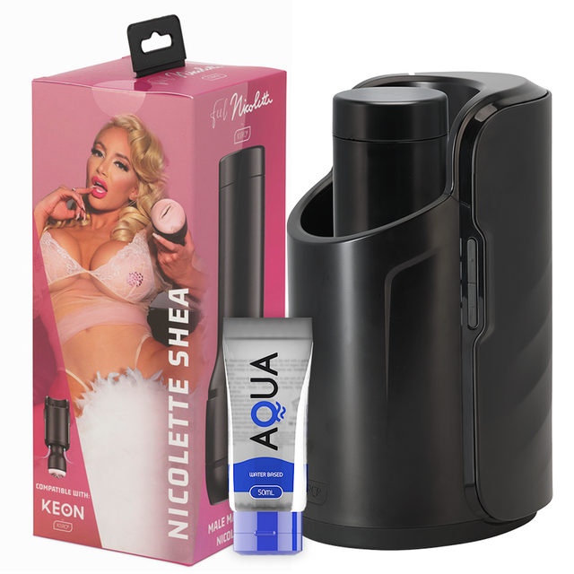 Kiiroo - Keon + Feel Nicolette Shea Stroker + Aqua-Qualitts-Gleitmittel 50 ml