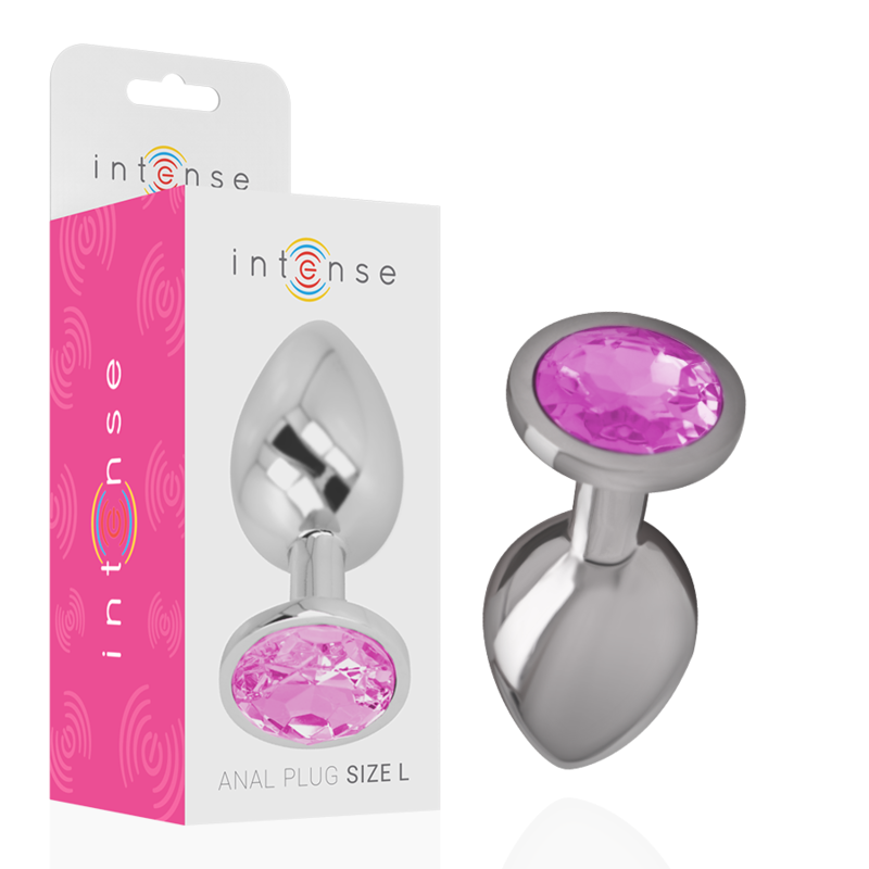Intense - Analplug aus Aluminiummetall mit Rosa Kristall, Grösse L