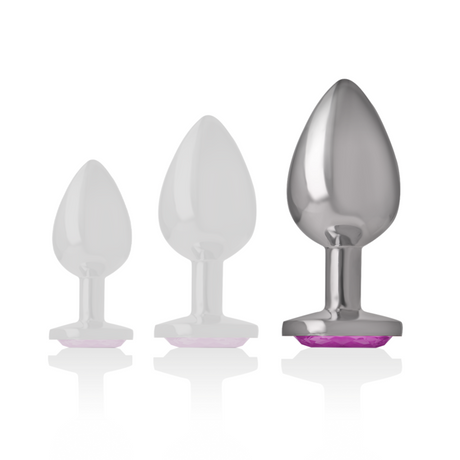 Intense - Analplug aus Aluminiummetall mit Rosa Kristall, Grösse L