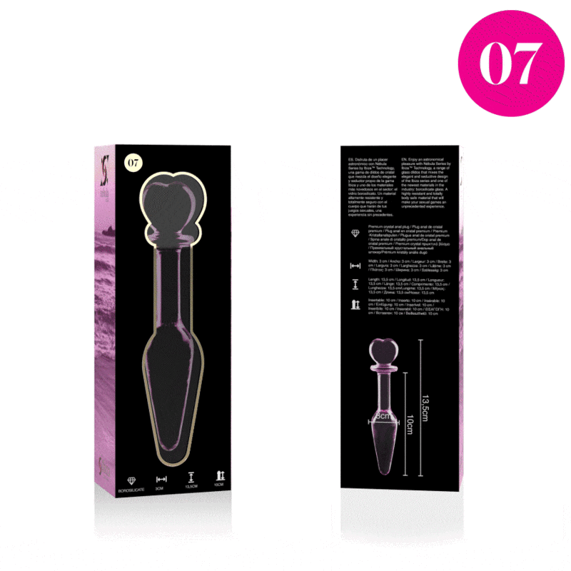 Nebula Series by Ibiza - Modell 7 Analplug Borosilikatglas Rosa 13.5 cm-x-3 cm