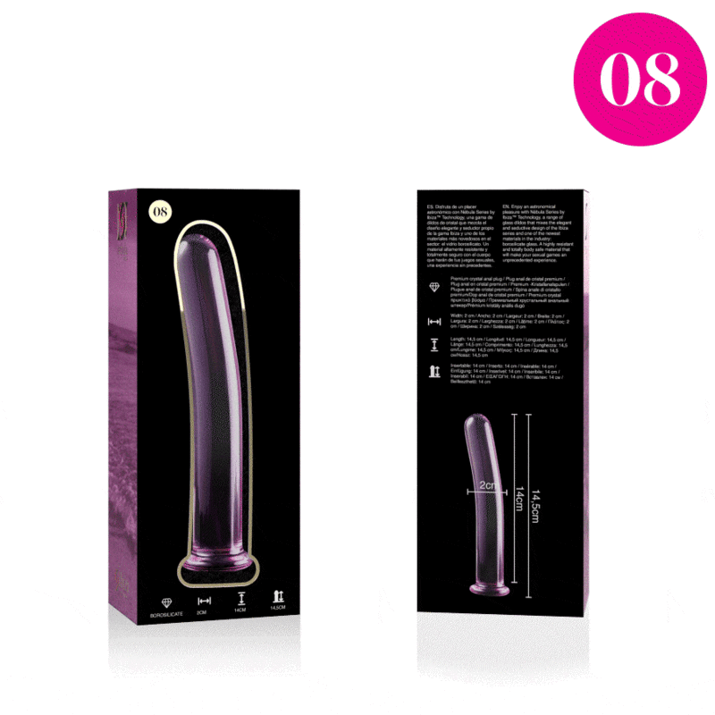 Nebula Series by Ibiza - Modell 8 Dildo Borosilikatglas Rosa 14.5 cm-x-2 cm