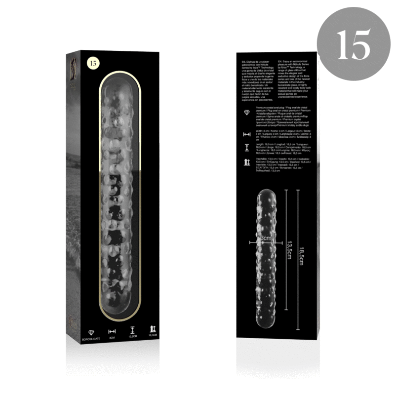 Nebula Series by Ibiza - Modell 15 Dildo Borosilikatglas Klar 18.5 cm-x-3 cm