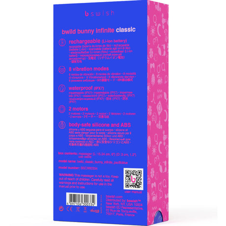 B Swish - Bwild Bunny Infinite Klassischer Wiederaufladbarer Vibrator aus Blauem Silikon