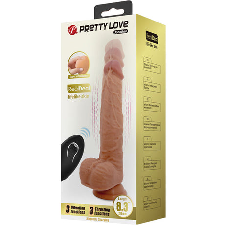 Pretty Love - Jonathan Silikondildo 3 Vibrationen + 3 Einführmassnahmen Fernbedienung 21 cm
