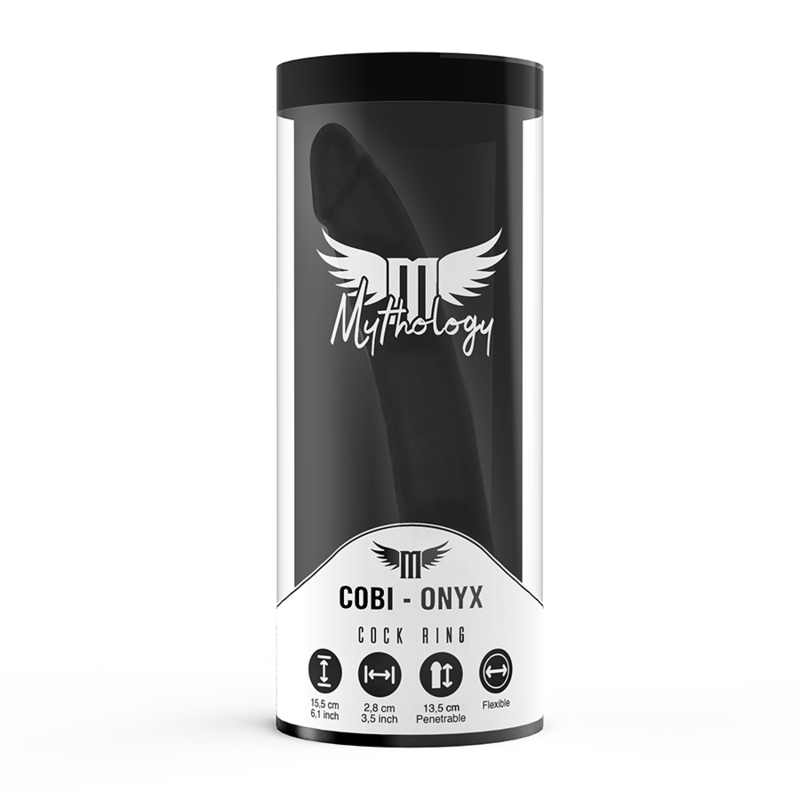 Mythology - Cobi Onyx Anal Dildo mit Schwanz- und Hodenring 13 cm Silikon