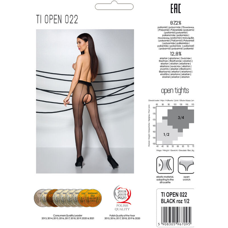 Passion - Tiopen 022 Schwarze Strumpfhose 1/2 20 den