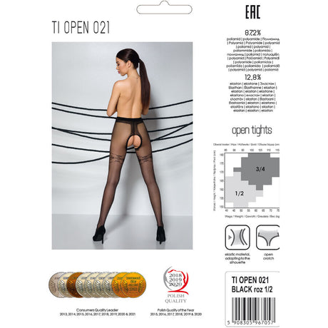 Passion - Tiopen 021 Schwarze Strumpfhose 1/2 20 den