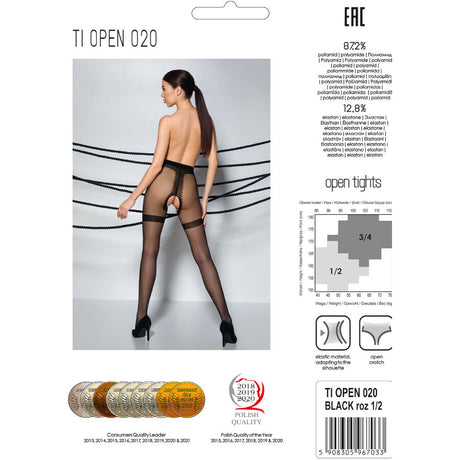 Passion - Tiopen 020 Schwarze Strumpfhose 3/4 20 den