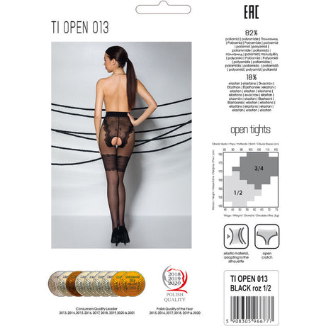 Passion - Tiopen 013 Schwarze Strumpfhose 3/4 20/40 den