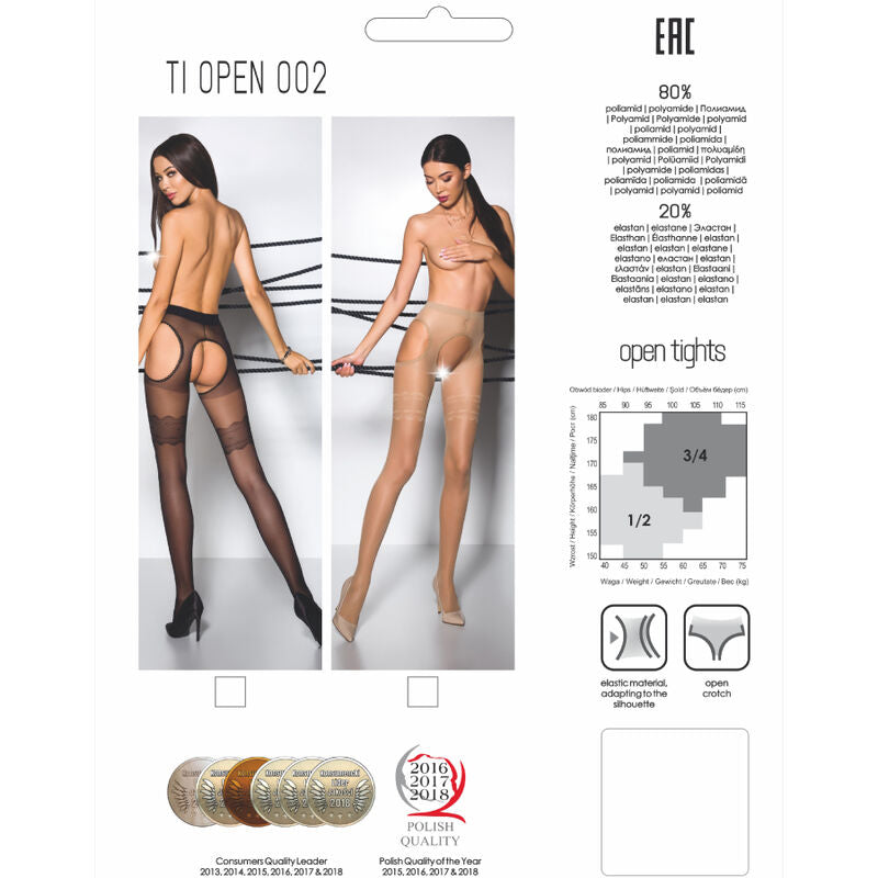 Passion - Tiopen 002 Schwarze Strumpfhose 1/2 20 den