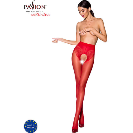 Passion - Tiopen 006 Rote Strumpfhose 3/4 30 den