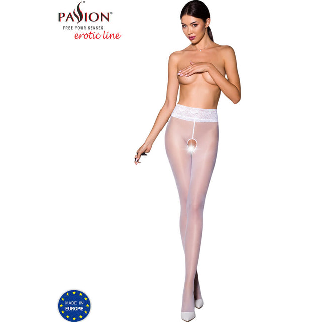 Passion - Tiopen 008 Weisse Strumpfhose 1/2 30 den