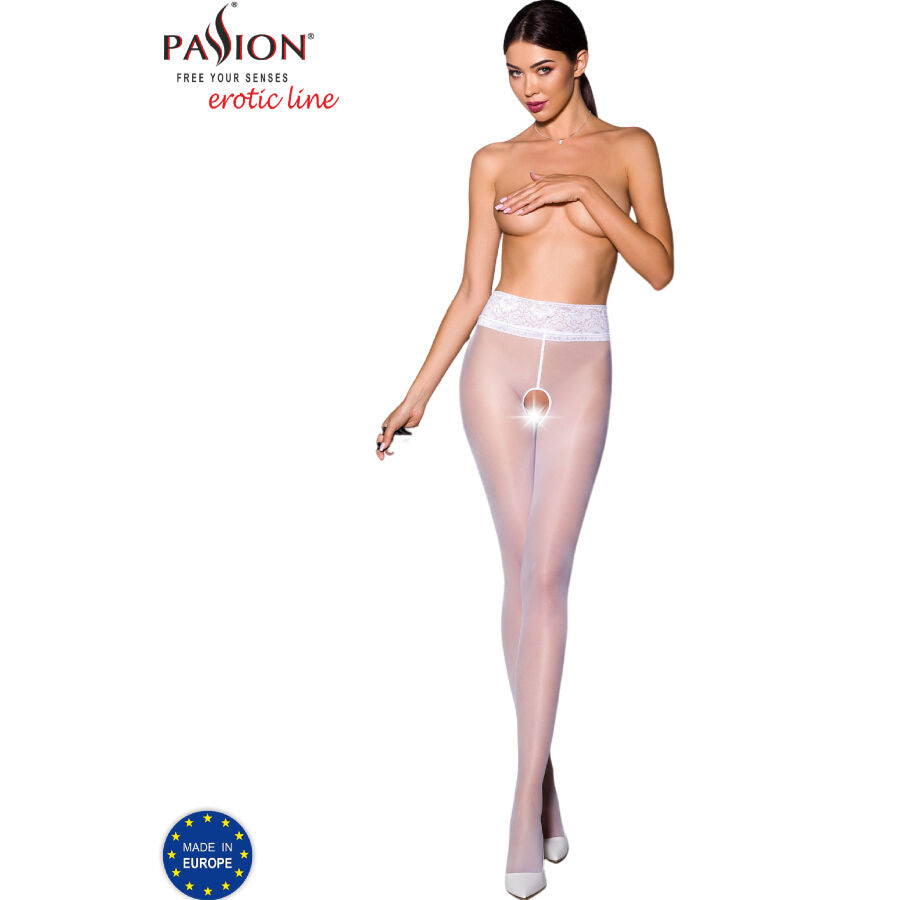 Passion - Tiopen 008 Weisse Strumpfhose 3/4 30 den