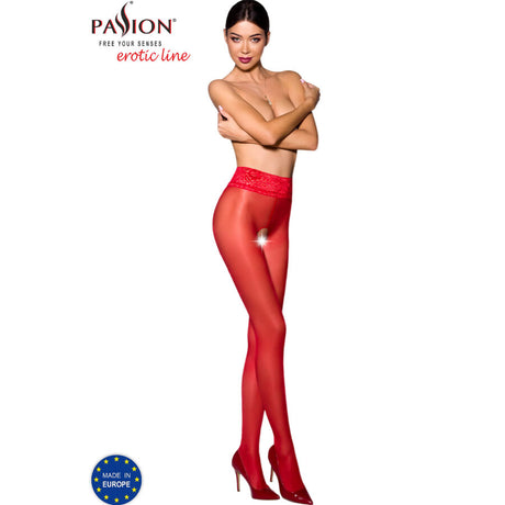 Passion - Tiopen 008 Rote Strumpfhose 3/4 30 den