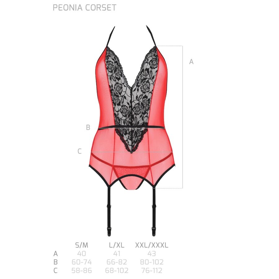 Passion - Peonia Korsett Erotische Linie Rot S/M
