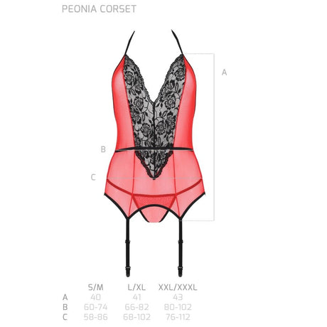 Passion - Peonia Korsett Erotische Linie Rot L/XL