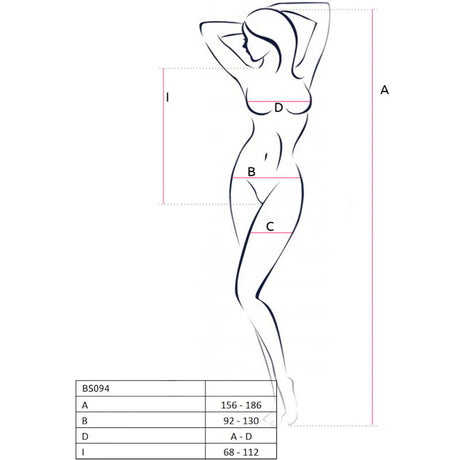 Passion - Bs094 Schwarzer Bodystocking, Eine Grösse