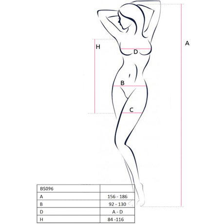 Passion - Bs096 Schwarzer Bodystocking, Eine Grösse