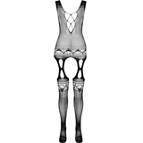 Passion - Bs099 Schwarzer Bodystocking, Eine Grösse