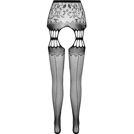 Passion - S027 Schwarze Strumpfstrumpfhose, Eine Grösse