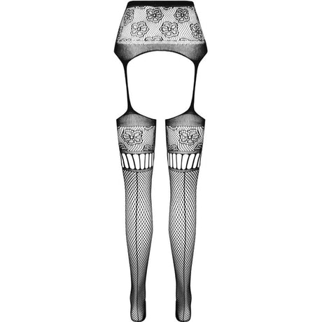 Passion - S030 Strumpfhose mit Schwarzem Garter, Eine Grösse