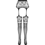 Passion - S030 Strumpfhose mit Schwarzem Garter, Eine Grösse