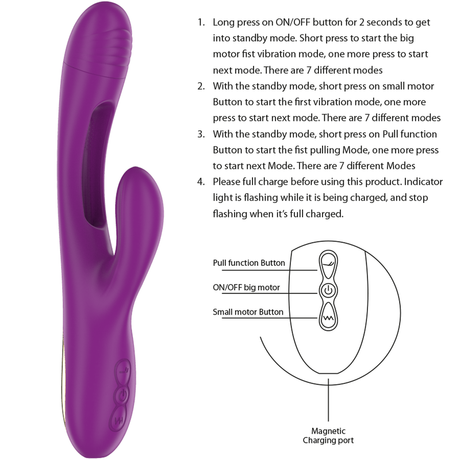 Intense - Apolo Wiederaufladbarer Multifunktionsvibrator 7 Vibrationen mit Lila Schwingender Zunge