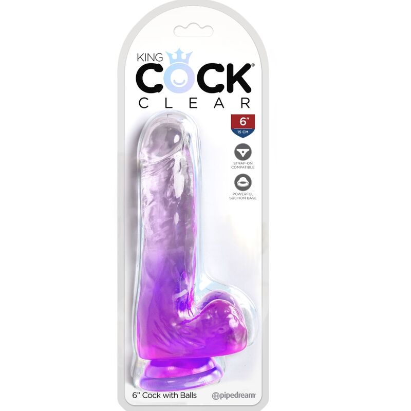 King Cock - Clear Realistischer Penis mit Kugeln 13.5 cm Lila