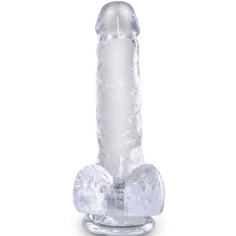 Realistischer Dildo Clear Realistischer Penis mit Eieren Transparent 13,5 x 3,8 cm.1