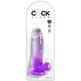 King Cock - Clear Realistischer Penis mit Kugeln 15.2 cm Lila
