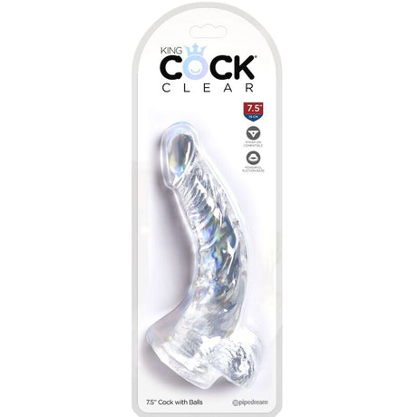 Realistischer Dildo Clear Realistisch Gebogener Penis mit Transparenten Eieren 16,5 x 4 cm.3