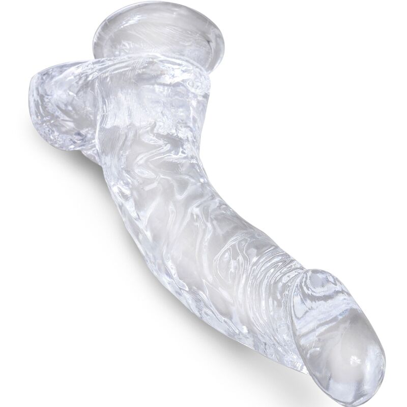 King Cock - Clear Realistisch Gebogener Penis mit 16.5 cm Transparenten Eieren