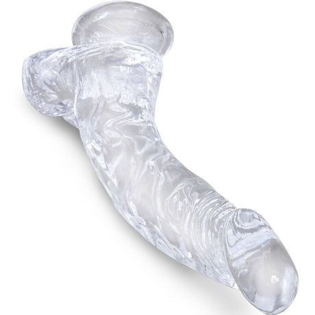 Realistischer Dildo Clear Realistisch Gebogener Penis mit Transparenten Eieren 16,5 x 4 cm.1