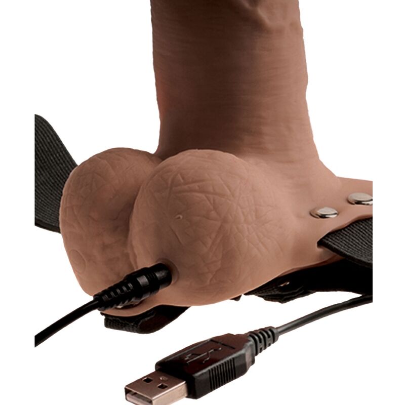 Fetish Fantasy Series - Verstellbares Gurt Realistischer Penis mit Wiederaufladbaren Hoden und Vibrator 15 cm