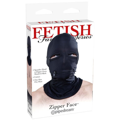 Fetisch-Toy Kapuze mit Reissverschlüssen Schwarz.1