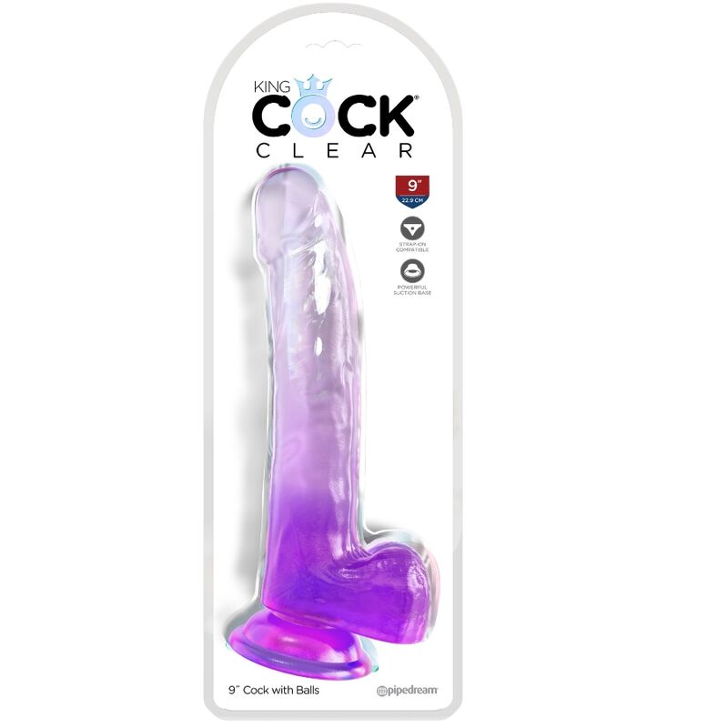 King Cock - Clear Dildo mit Hoden 20.3 cm Lila