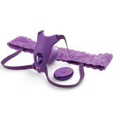 Fantasy for Her - g-Spot-Schmetterlingsgeschirr mit Vibrator, Wiederaufladbar und Violetter Fernbedienung