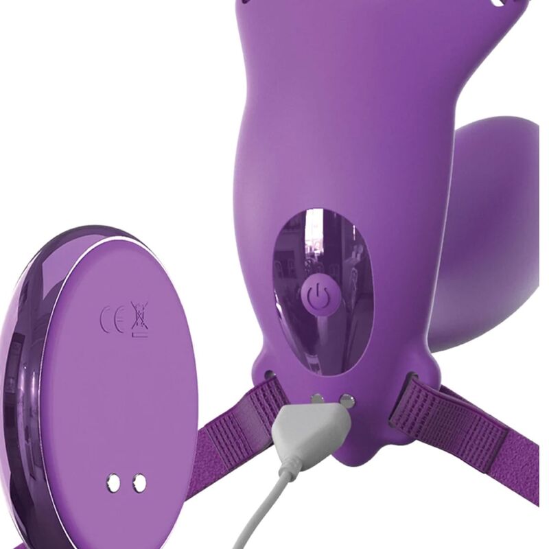 Fantasy for Her - g-Spot-Schmetterlingsgeschirr mit Vibrator, Wiederaufladbar und Violetter Fernbedienung