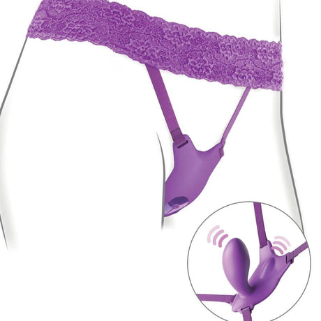 Fantasy for Her - g-Spot-Schmetterlingsgeschirr mit Vibrator, Wiederaufladbar und Violetter Fernbedienung