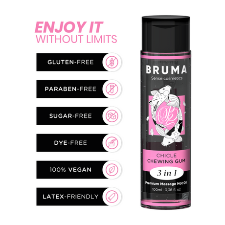 Bruma - Premium-Massageöl mit Wärmeeffekt, Gum-Geschmack 3 in 1 - 100 ml