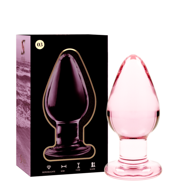 Nebula Series by Ibiza - Modell 3 Analplug Borosilikatglas Rosa 11 cm-x-5 cm