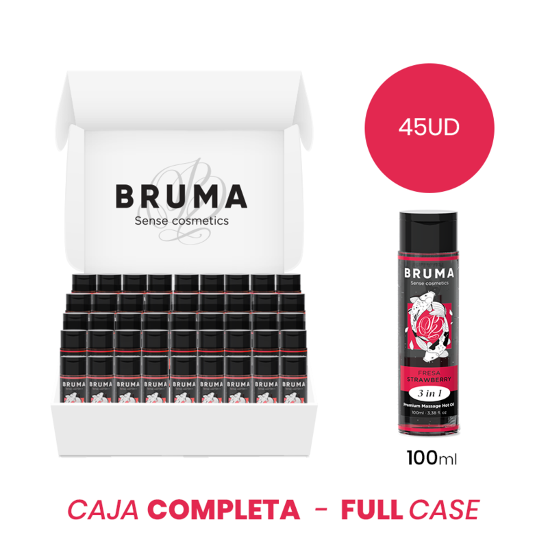 Moq 45 - Bruma Premium-Massageöl mit Wärmeeffekt, Erdbeere-Geschmack 3 in 1 - 100 ml