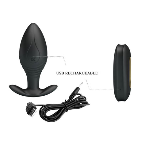 Pretty Love - Regina Anal Plug Wiederaufladbarer Vibrator Schwarz