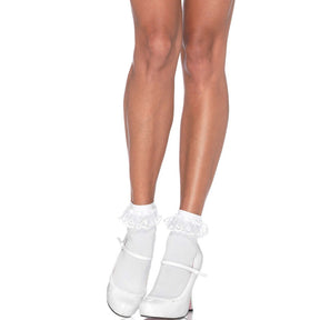 Leg Avenue - Weisse Spitzenrüschensocken
