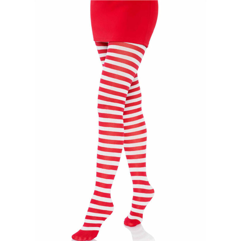 Leg Avenue - Weiss/Rot Gestreifte Strumpfhosen