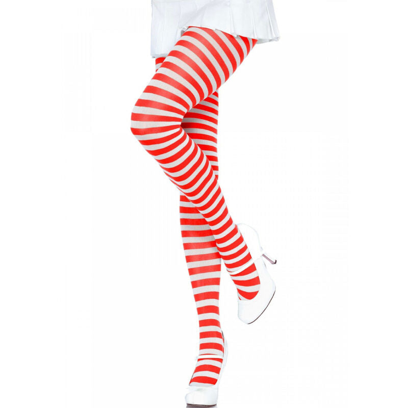 Leg Avenue - Weiss/Rot Gestreifte Strumpfhosen