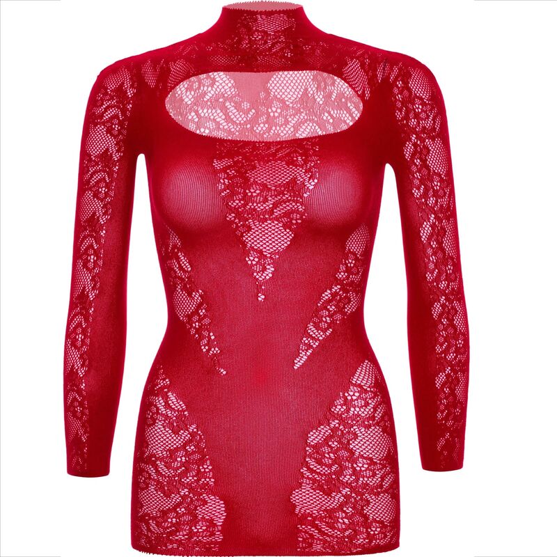 Leg Avenue - Minikleid mit Spitze Langarm Rot
