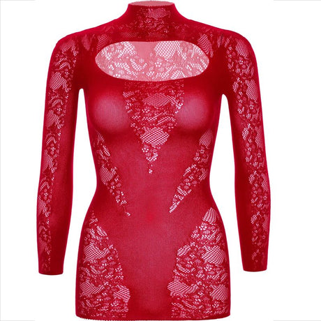 Leg Avenue - Minikleid mit Spitze Langarm Rot