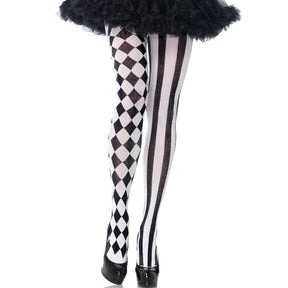 Leg Avenue - Schwarz/Weiße Harlekin-Strumpfhose